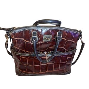 Dooney & Bourke Brown Croc-Embossed Hobo Bag